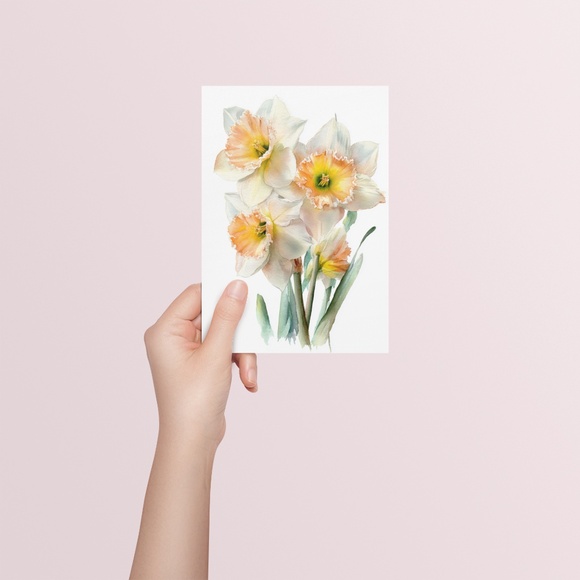 Watercolor Daffodils Flowers Wall Art Illustration Print Poster Unframed - Picture 4 of 6